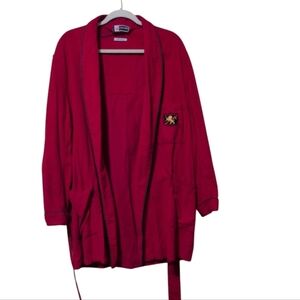 Luxurobe red cotton corduroy robe lion crest logo belt size Large Vintage